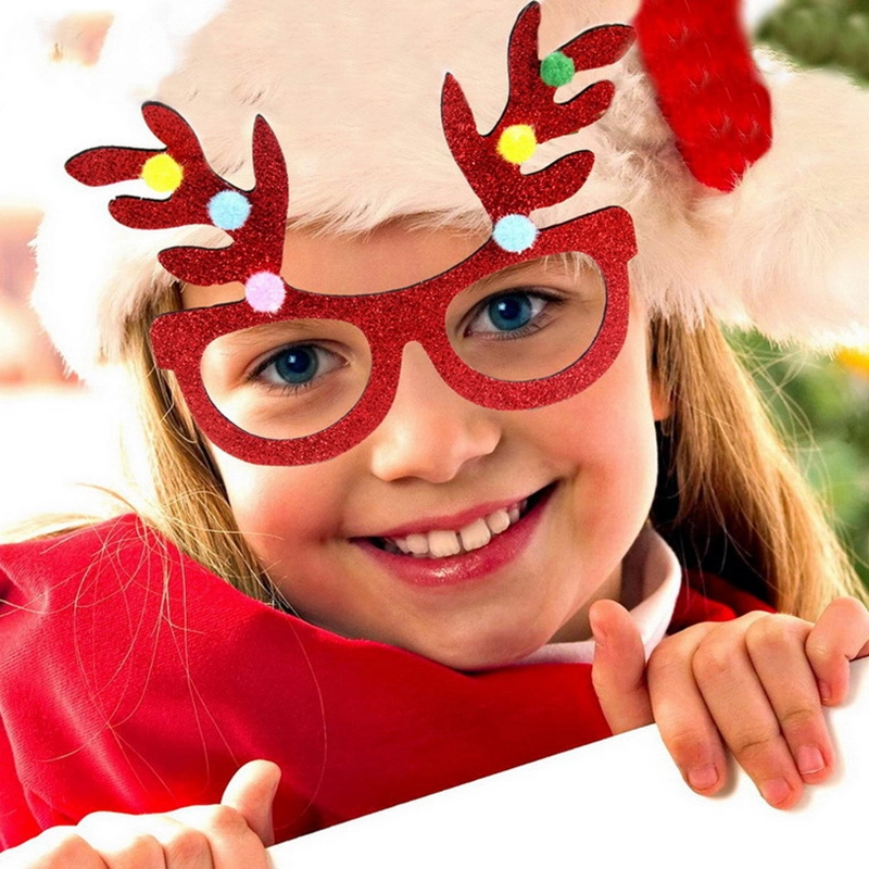 Wholesale Hot Sale Christmas Decorations Adult Kids Toys Santa Snowman Antler Glasses Christmas Decorated Glasses