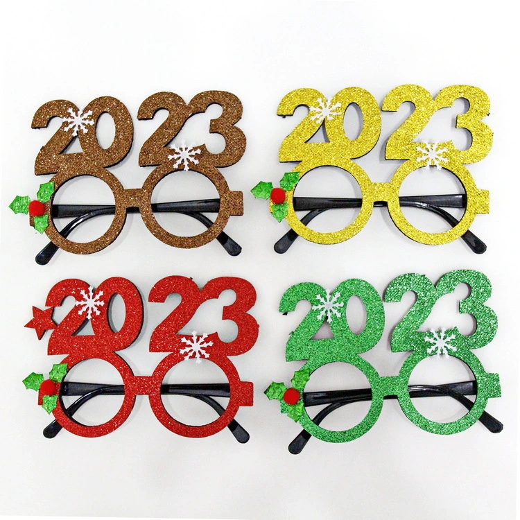 Wholesale Hot Sale Christmas Decorations Adult Kids Toys Santa Snowman Antler Glasses Christmas Decorated Glasses