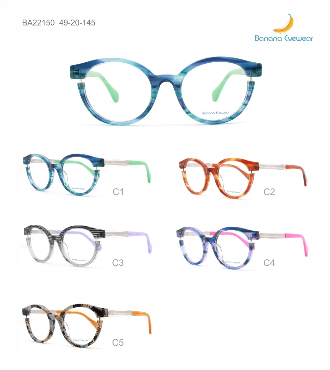 Fancy Fashion Combinated Acetate with Metal Foil Decorate Frames