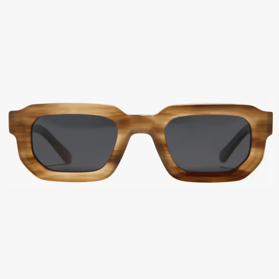 Novo estilo de lentes polarizadas na moda quadro de cristal competitivo UV400 como óculos de sol de acetato de madeira