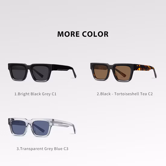 Nova moda feminina feminina quadrada logotipo personalizado OEM Tac óculos de sol polarizados de acetato com moldura OEM