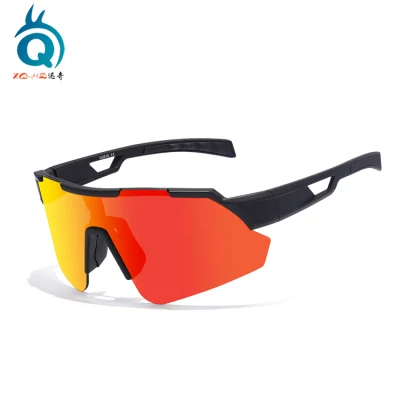 Novo design meia armação 100% proteção UV lente espelhada óculos esportivos